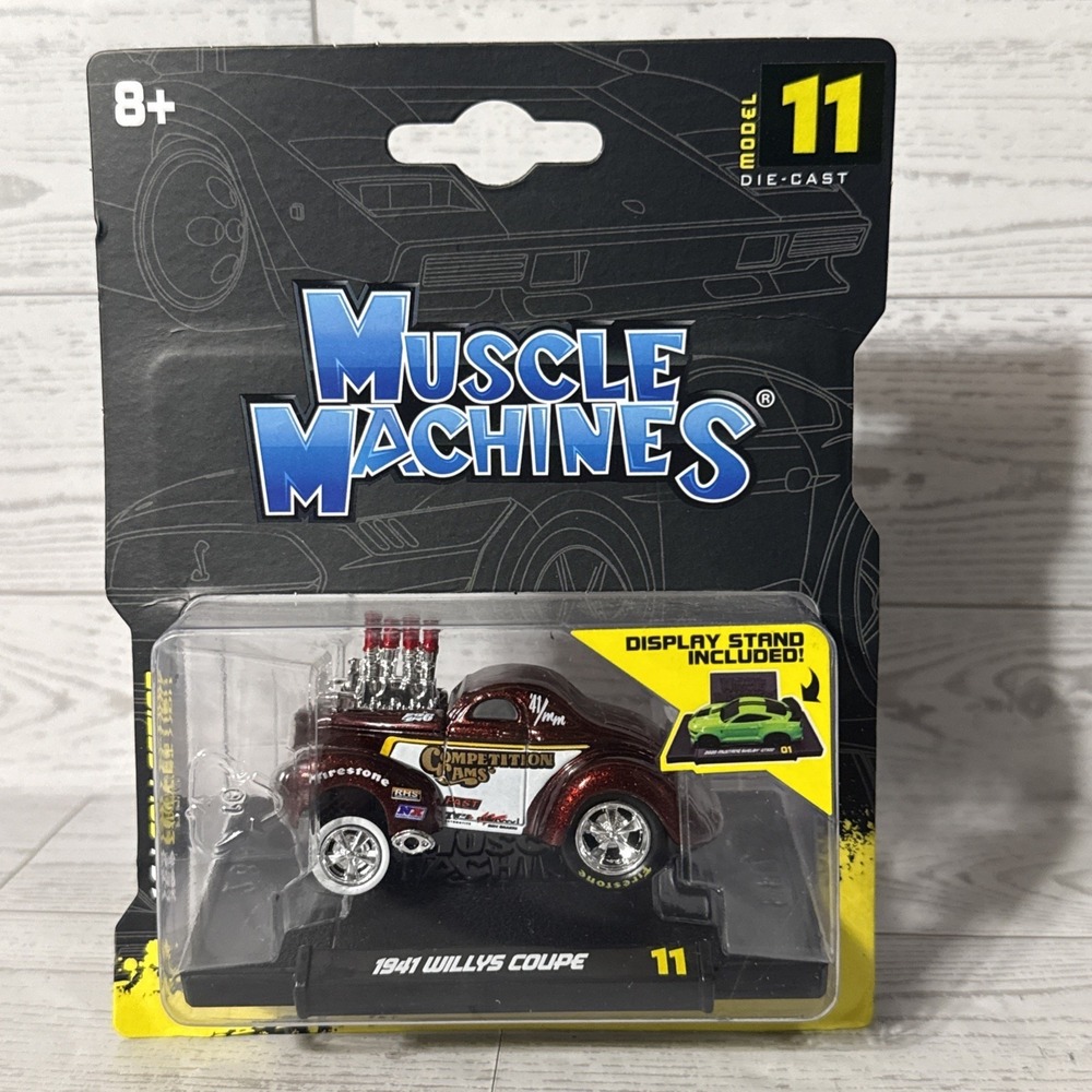 Muscle Machines 2023 Model 11 Red 1941 Willys Coupe 1:64 Collection Card Car